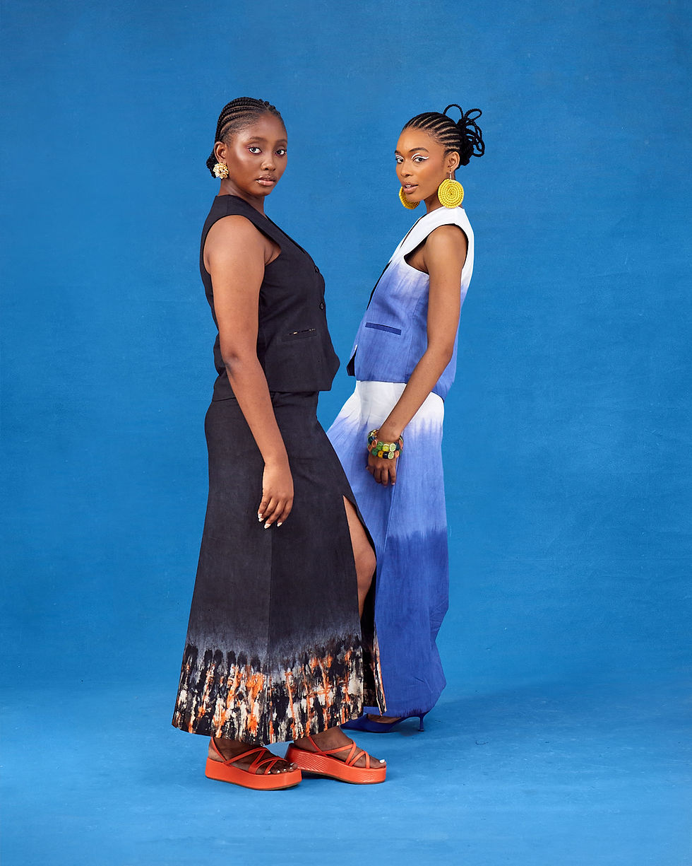 Thumbnail: Oma Women’s Blue Ombre Co-Ord Set with High Slit and Pockets