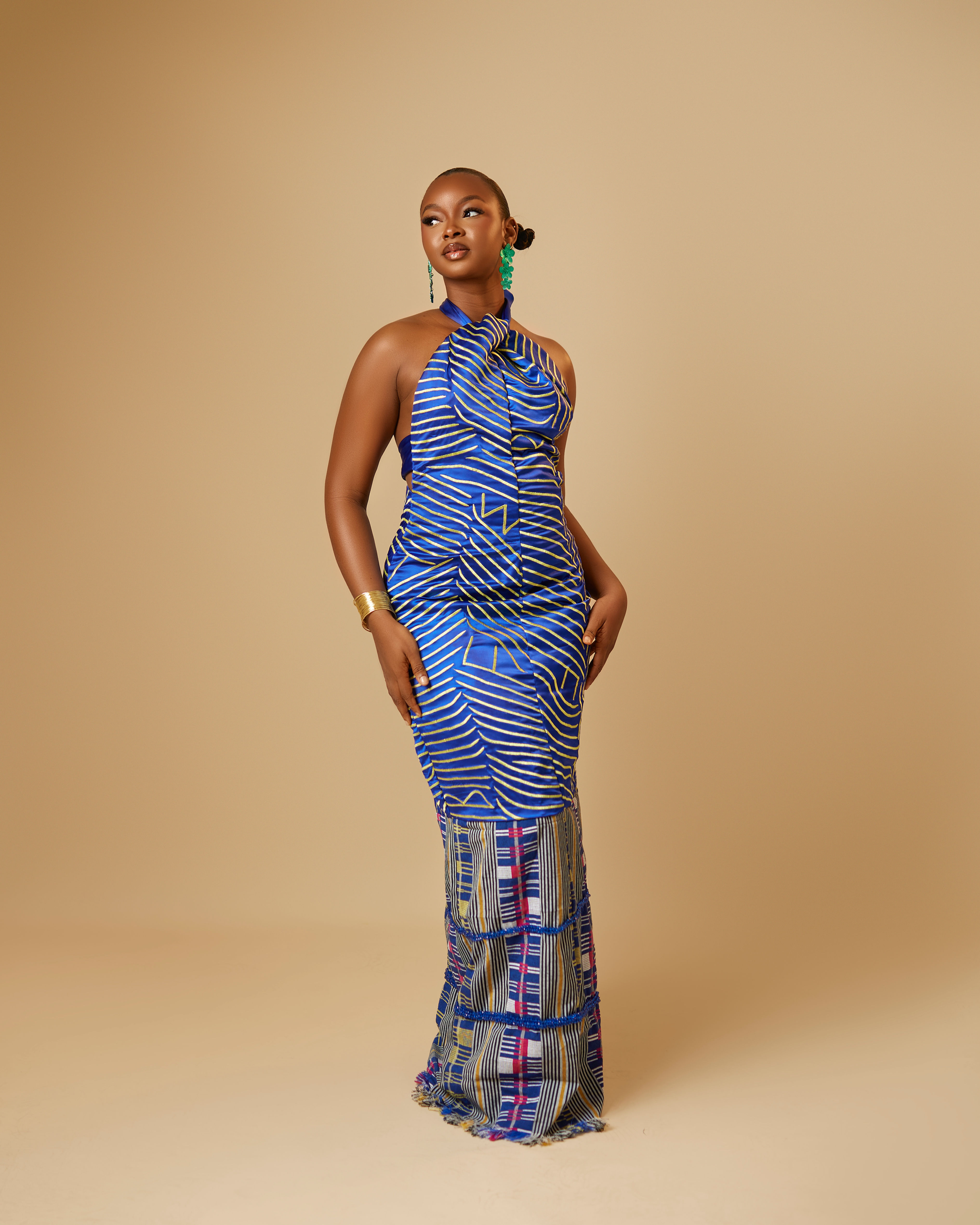 Ijeamaka Women's Embroidered Evening Halter Neck Dress