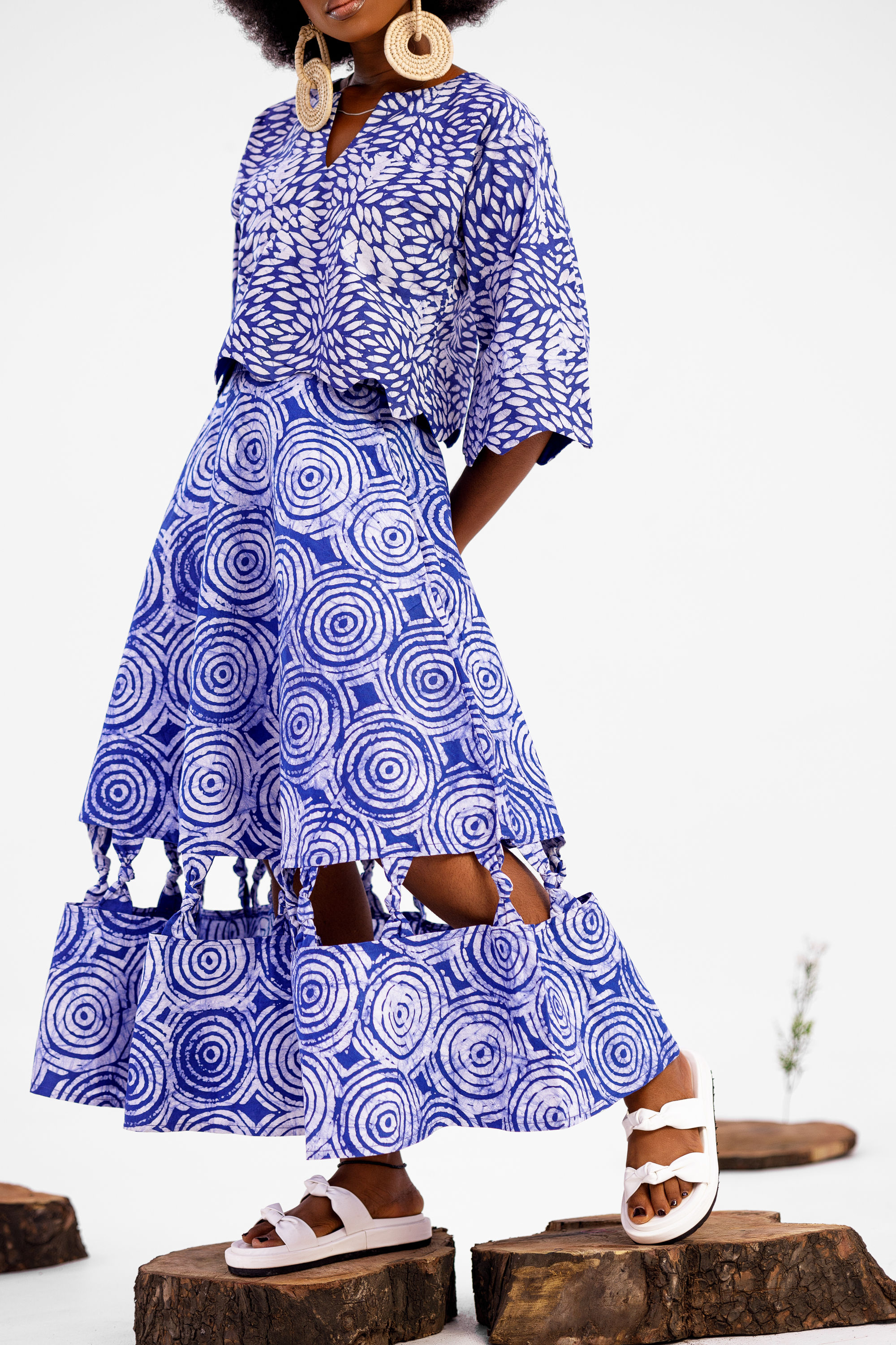 Donna Women’s Mismatched Adire Cutout Skirt Set