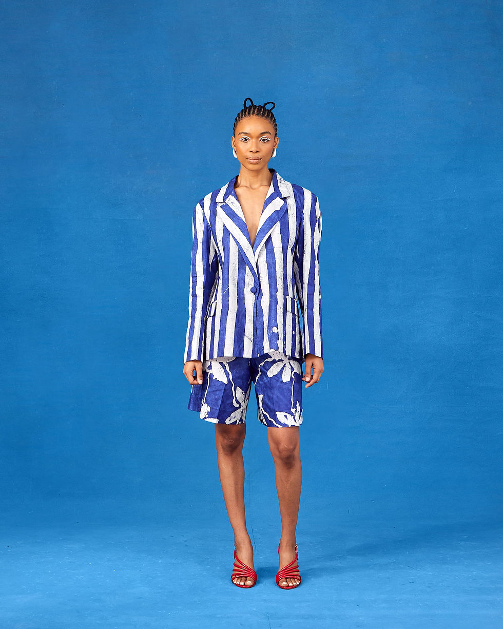 Thumbnail: Rere Women’s Mixed Print Fringed Blazer and Boxy Shorts Set