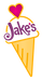 Ice cream logo in purple and yellow with cone