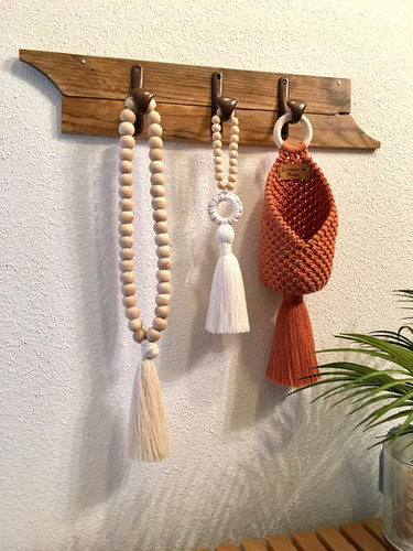 Lot De 12 Pompons En Jute Avec Perles En Bois – Décoration Bohème, Poignée De Porte, 19 Cm