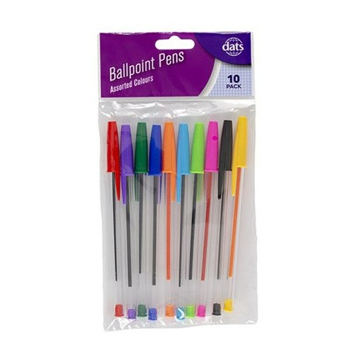 Mixed Colour Ballpoint Pens – 10 Pack