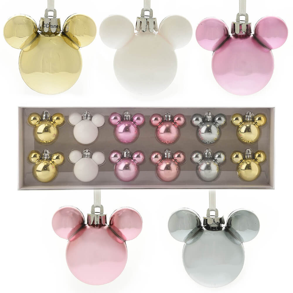 Disney Christmas Mini Baubles Mickey Blush (Set of 12)