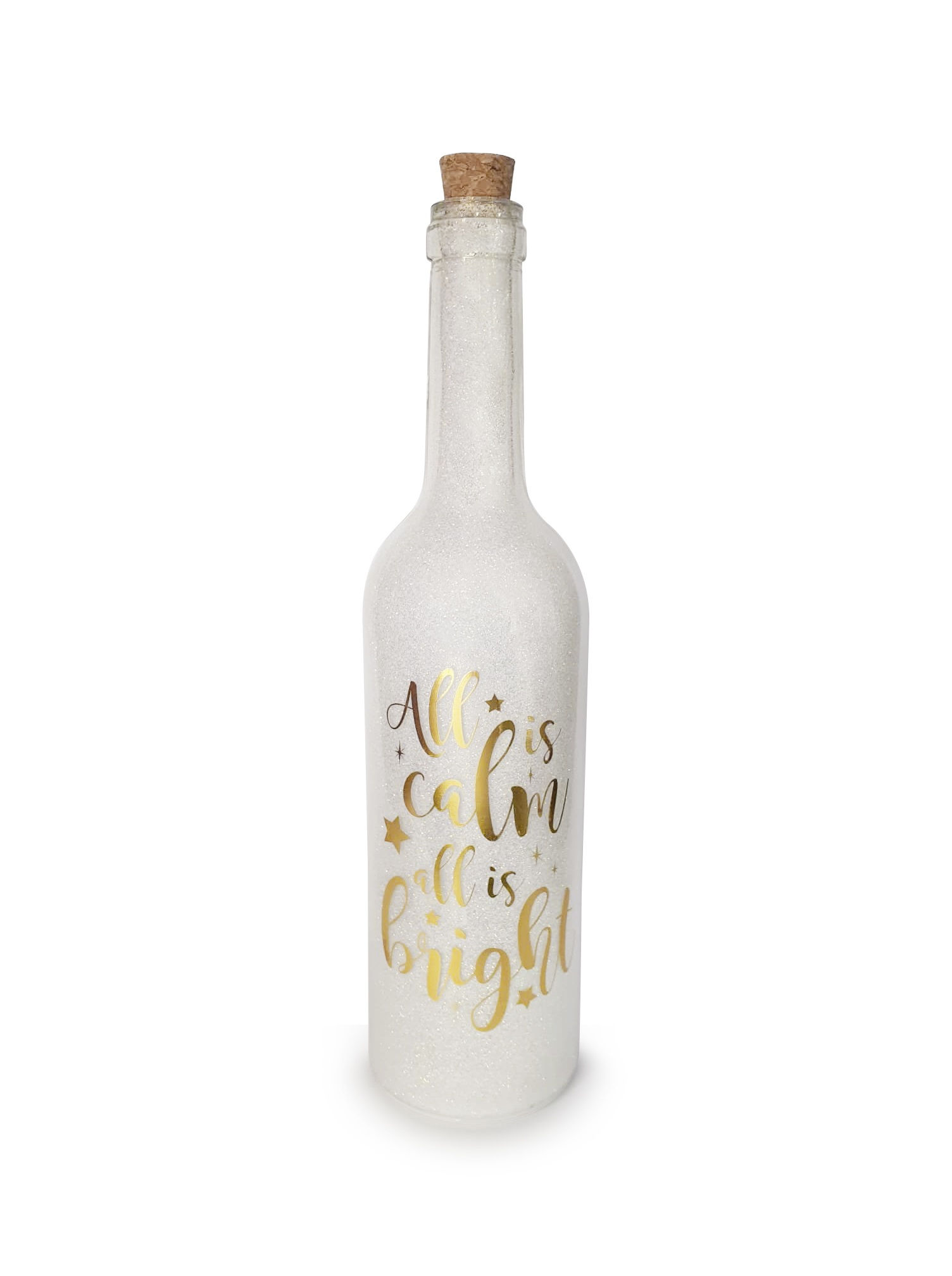 All Is Calm All Is Bright LED Table Decor Bottle