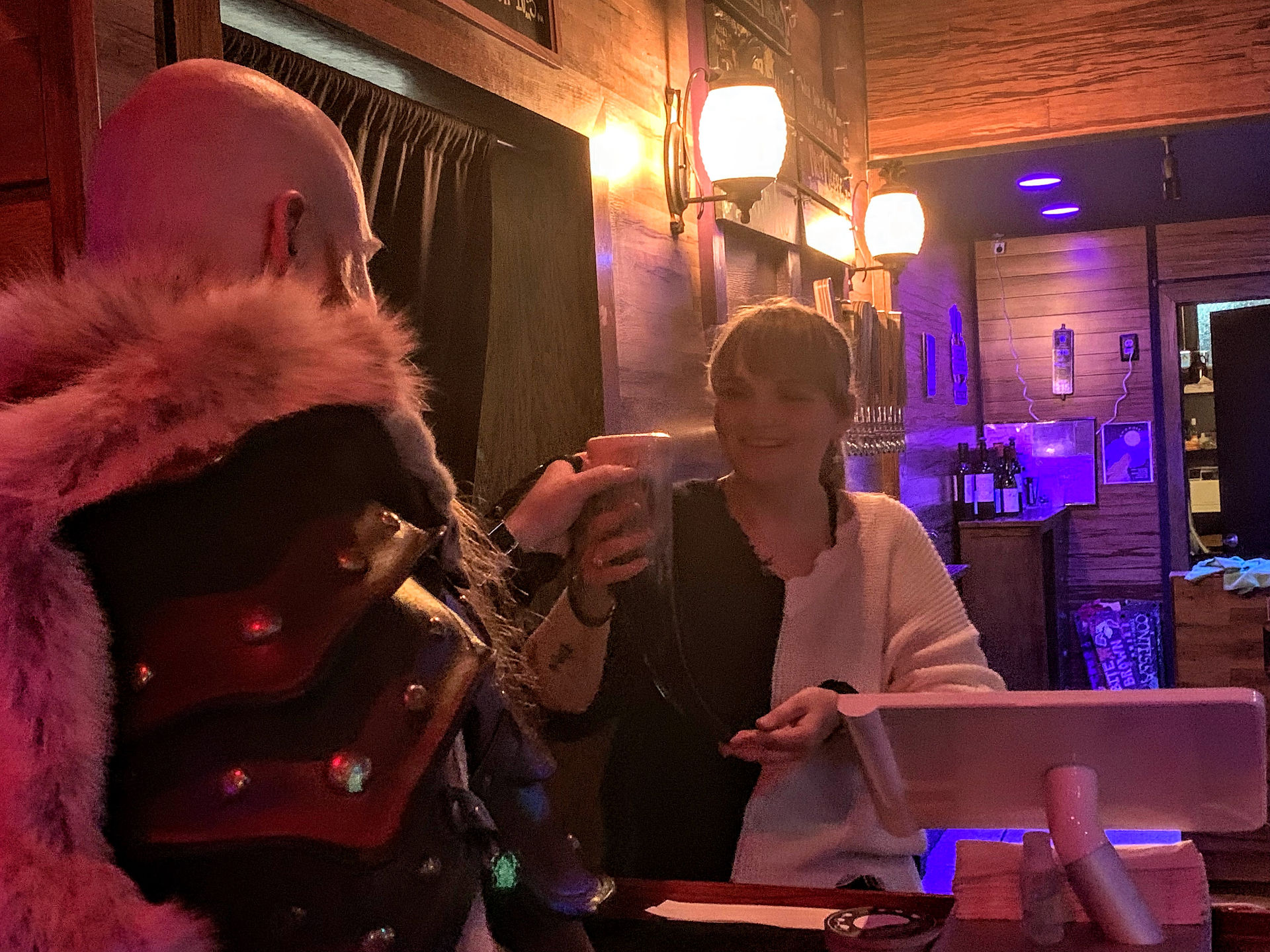 Serving the mascot, Curtgar.