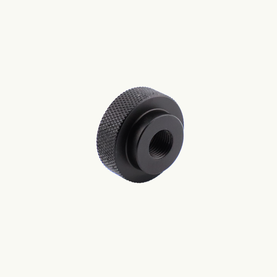 Black anodized aluminum threaded knob