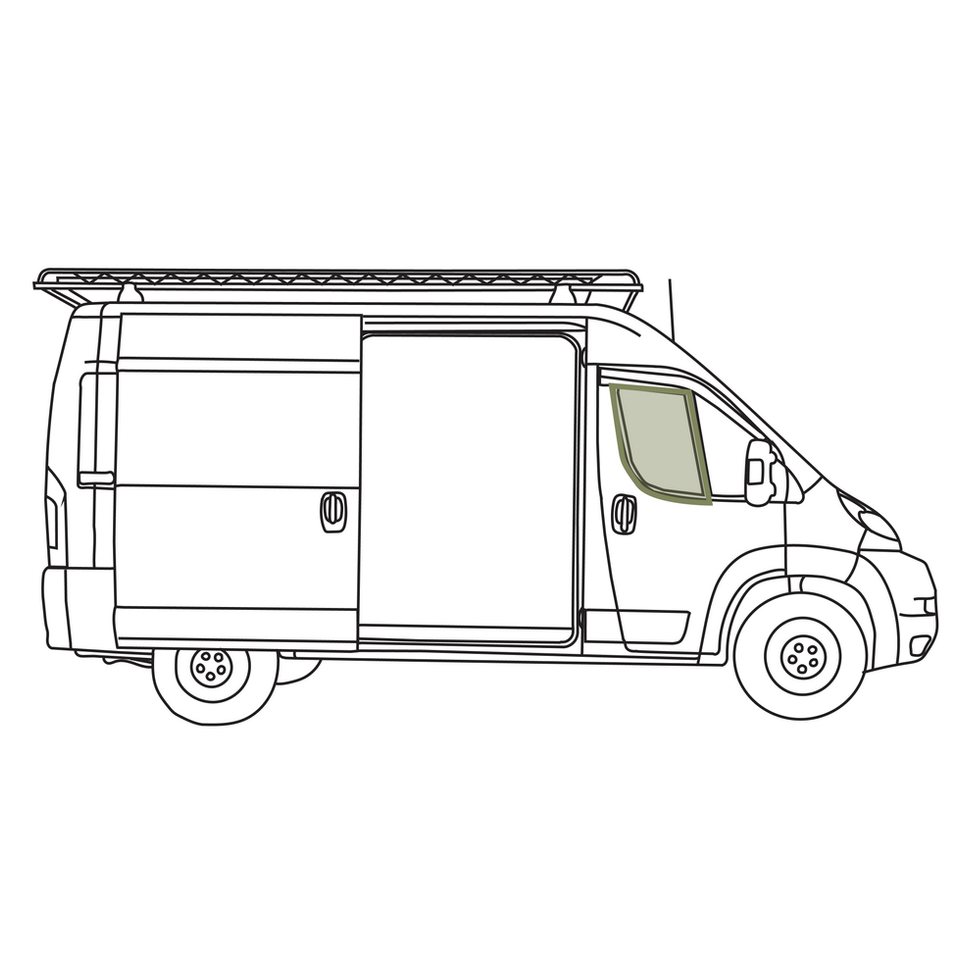 Line drawing of van with roof rack