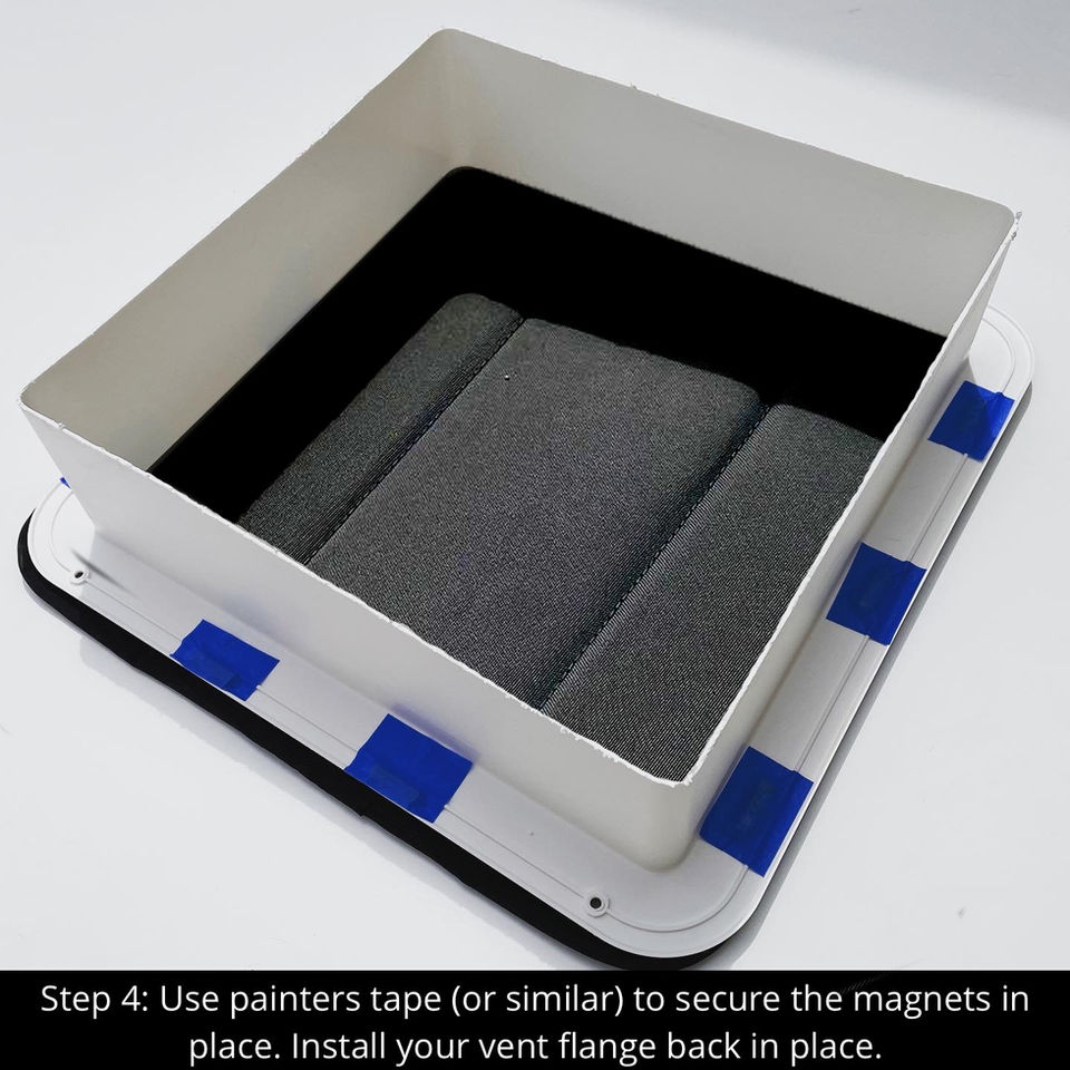 Vent flange installation: Secure magnets with painter's tape, Step 4