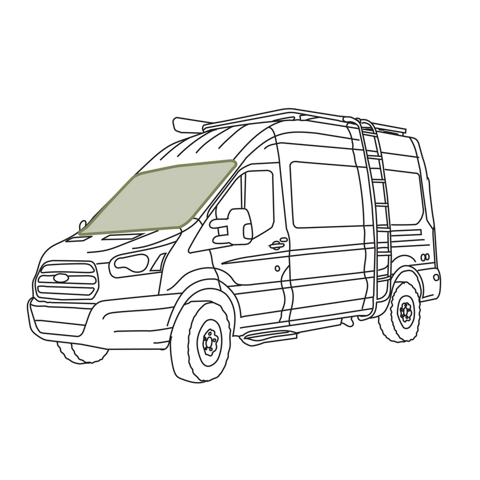 Line drawing of a Ford Transit van