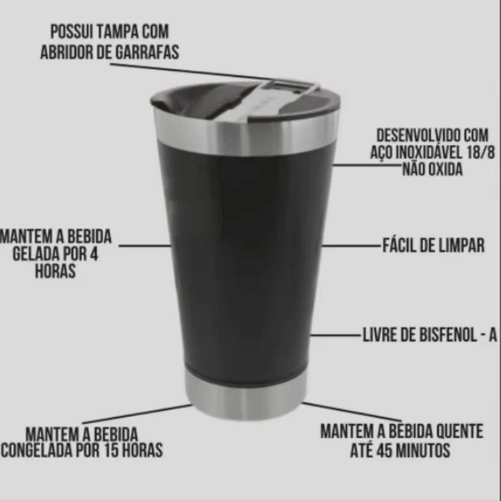 Miniatura: 473ml Heat Cup Drink Iced or Hot with Lid and Opener