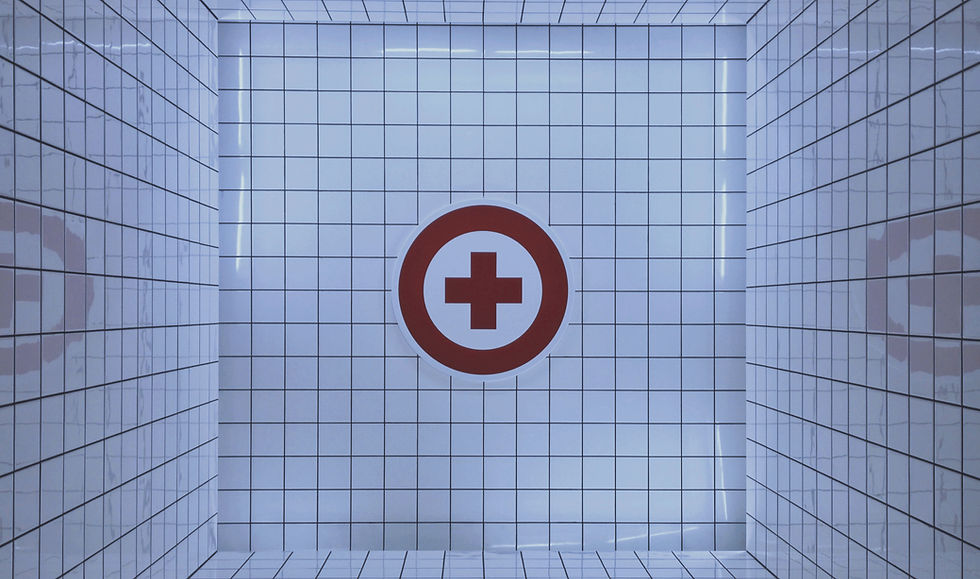 hôpital, croix rouge, carrelage