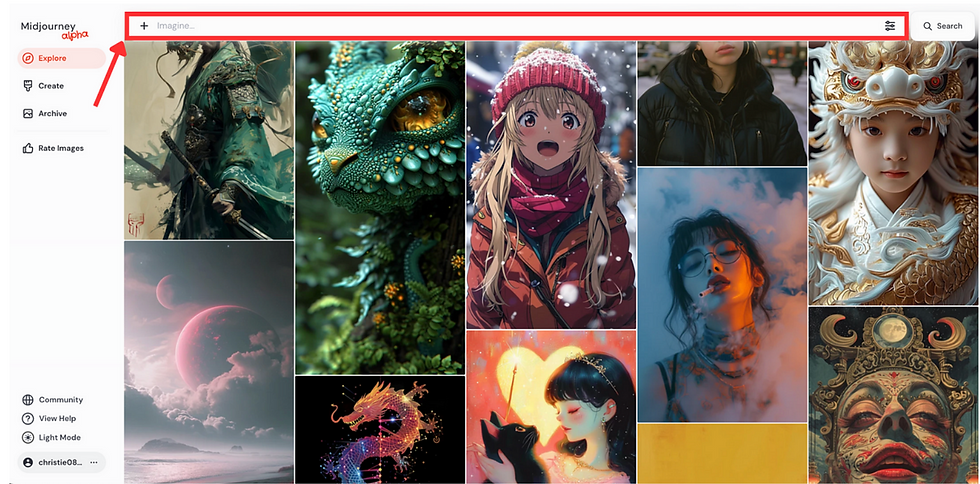 Image generation with Midjourney website