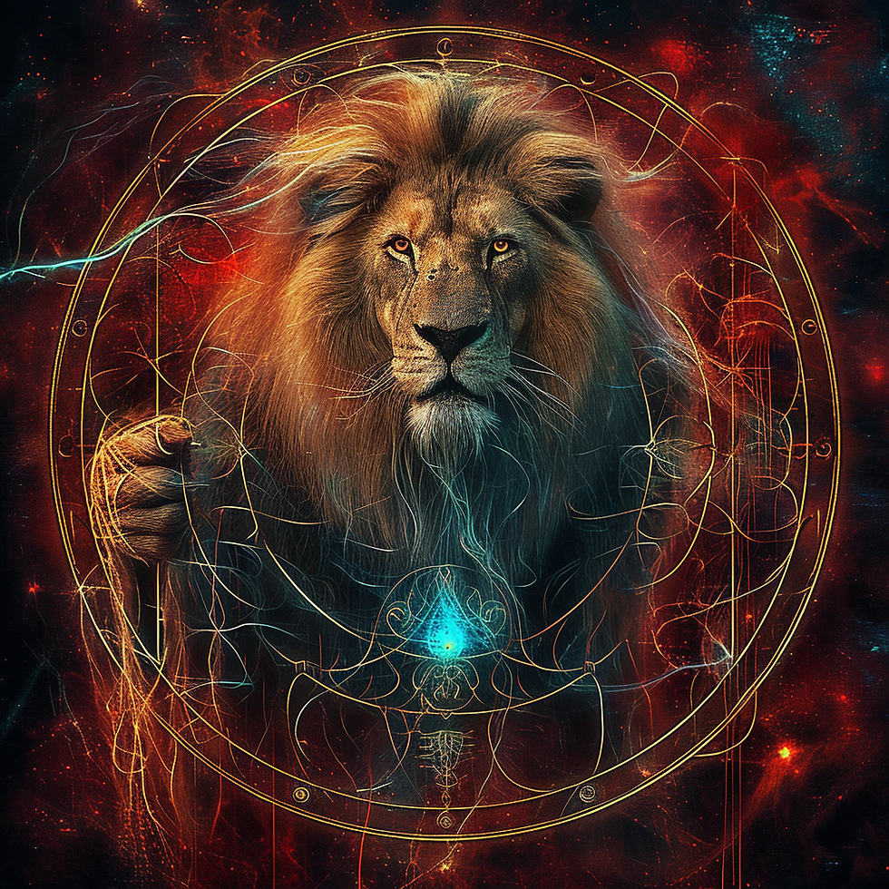 A surreal lion wizard