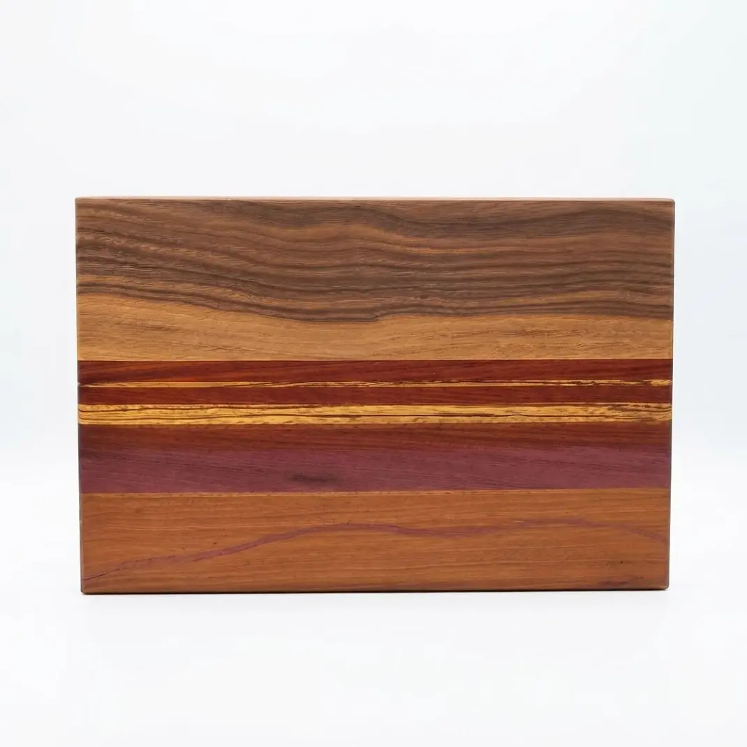 Artisanal Multi-Wood Striped Serving Board