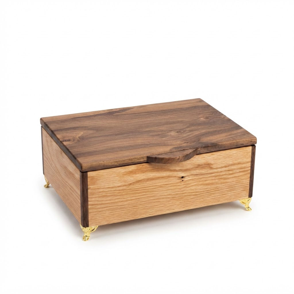 Artisan Two-Tone Wooden Keepsake Box