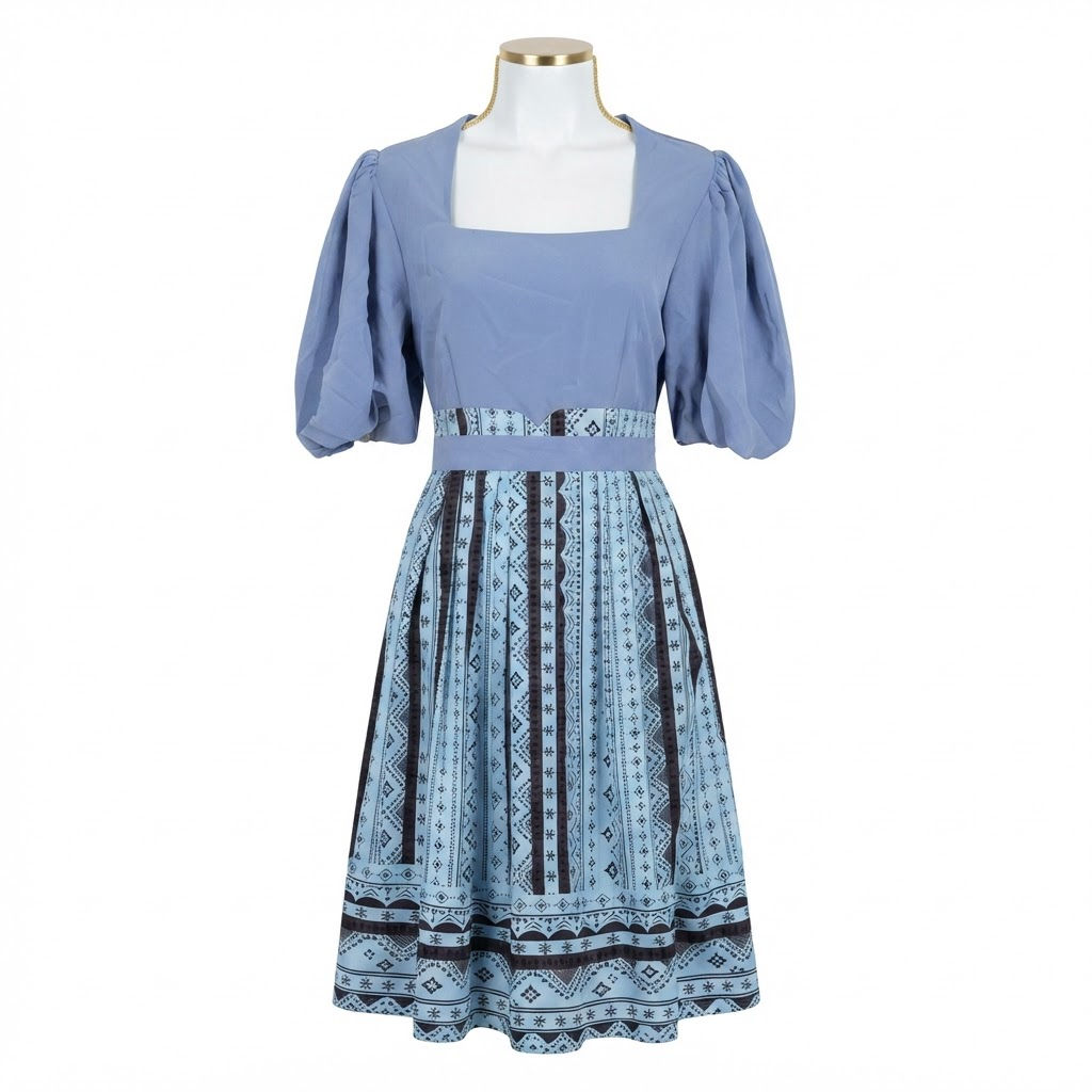 Vintage-Inspired Puff Sleeve Dirndl Dress