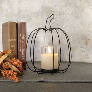 Dark Metal Pumpkin Candle Holder