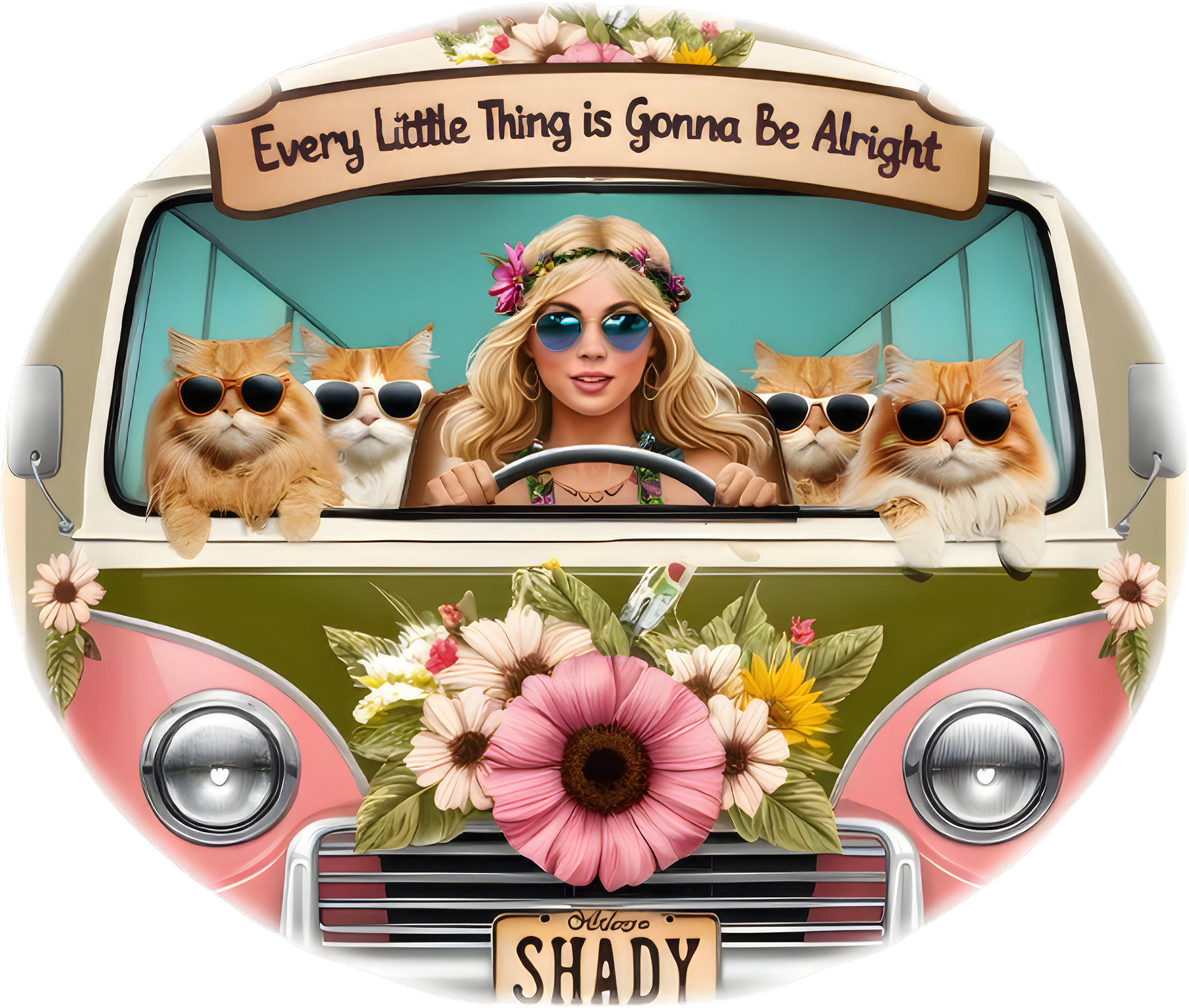 Vintage Shady Pets & Paws delivery vehicle illustration