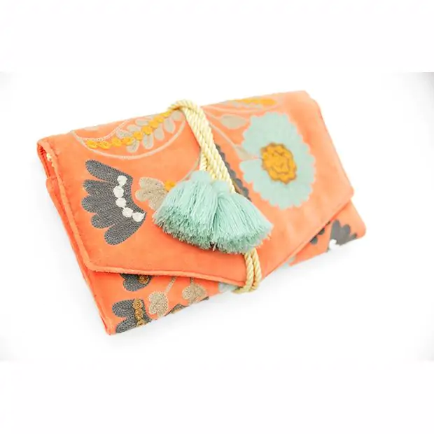 coral velvet boho jewelry organizer