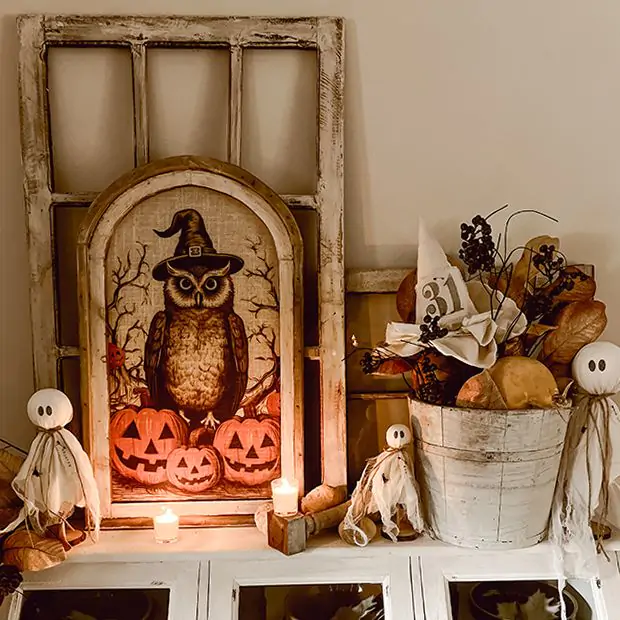 weathered rustic halloween decor