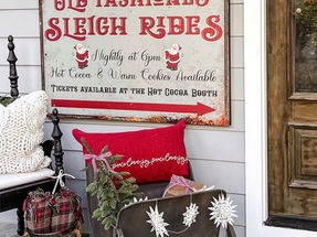 Old-Fashioned Sleigh Rides Canvas Wall Sign