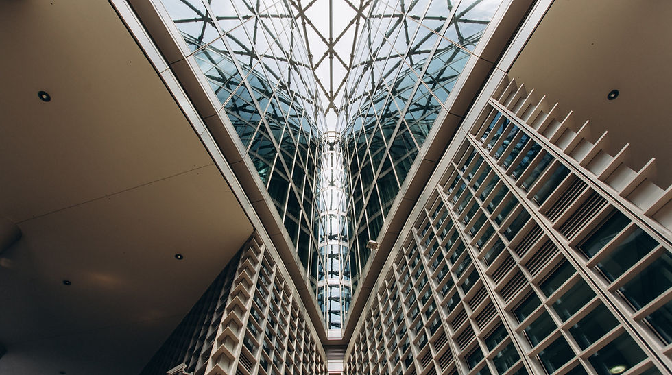 interior of building with glass ceiling
