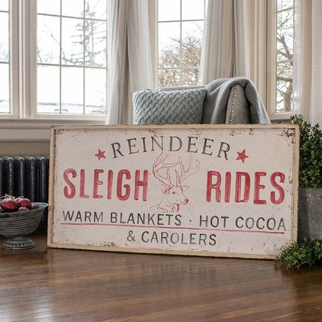 Add Vintage Charm To Your Home With The Reindeer Sleigh Rides Holiday Sign