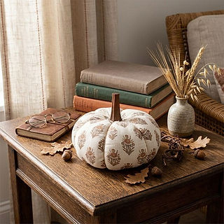 block print fabric pumpkin