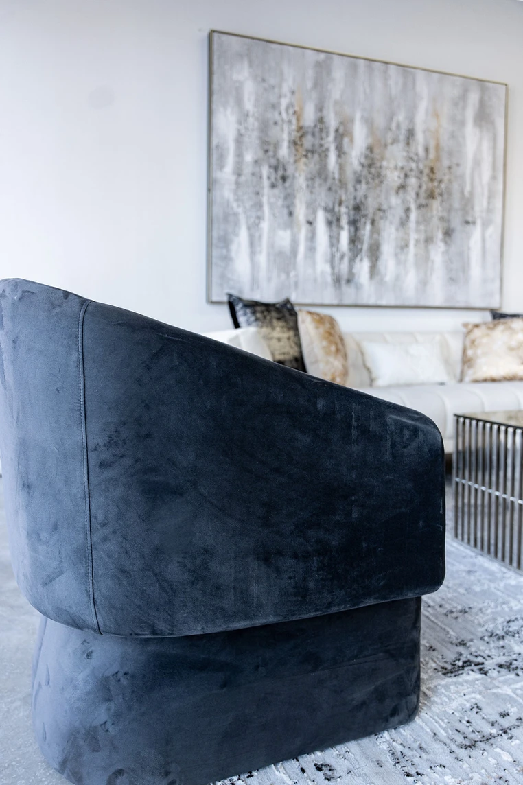 gray velvet accent chair