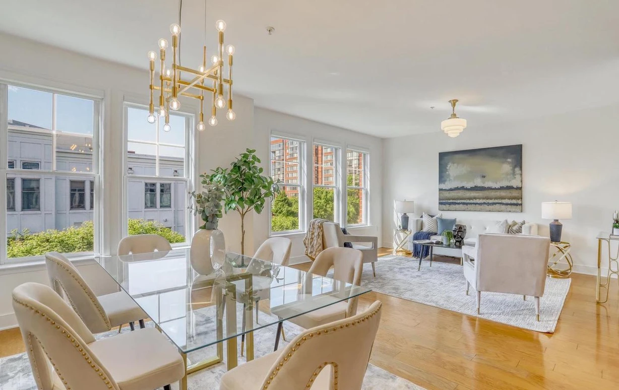 modern and upscale dining room and living room