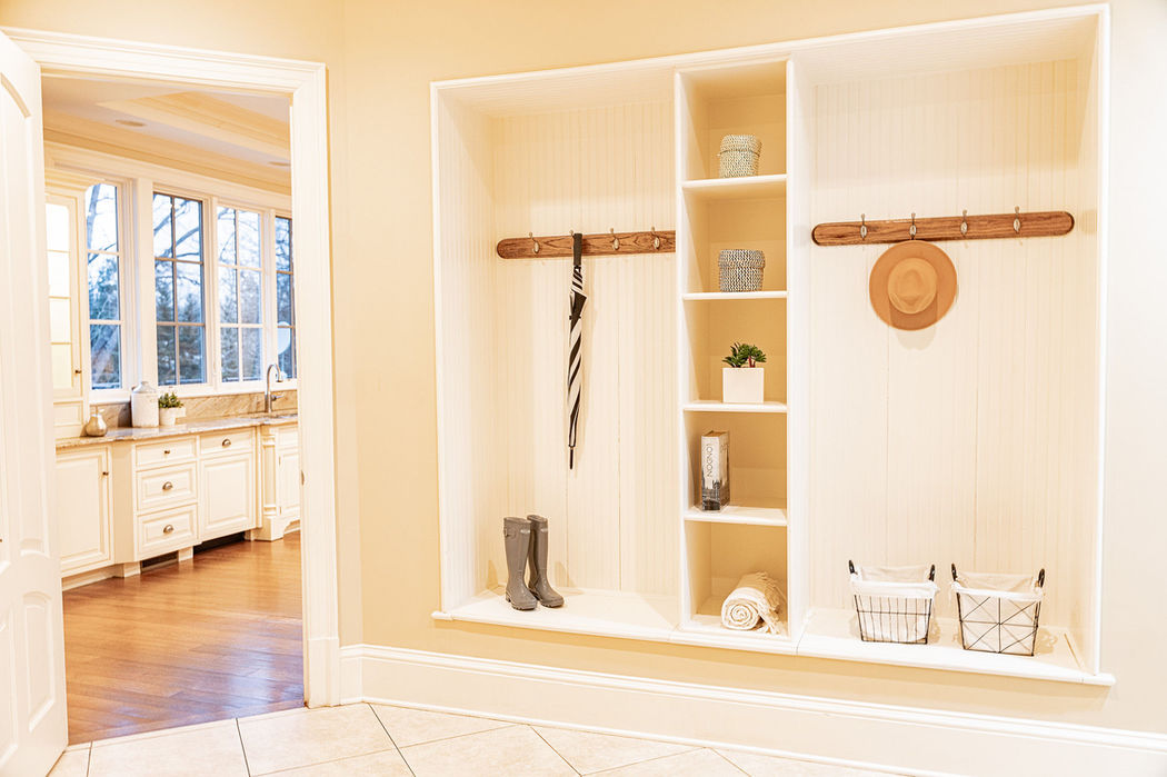 Timeless mud room interior design & luxury real estate staging in Potomac, Maryland