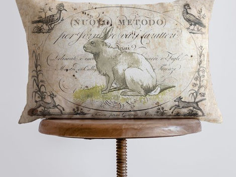 Embrace The Cozy Charm: The Vintage Farmhouse Bunny Lumbar Pillow