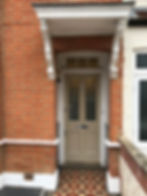 The Victorian front door with sandblasted glass