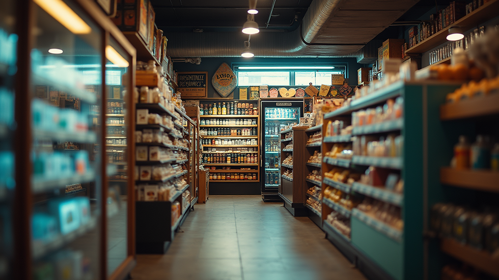 Eye-level view of a local shop in Kielce