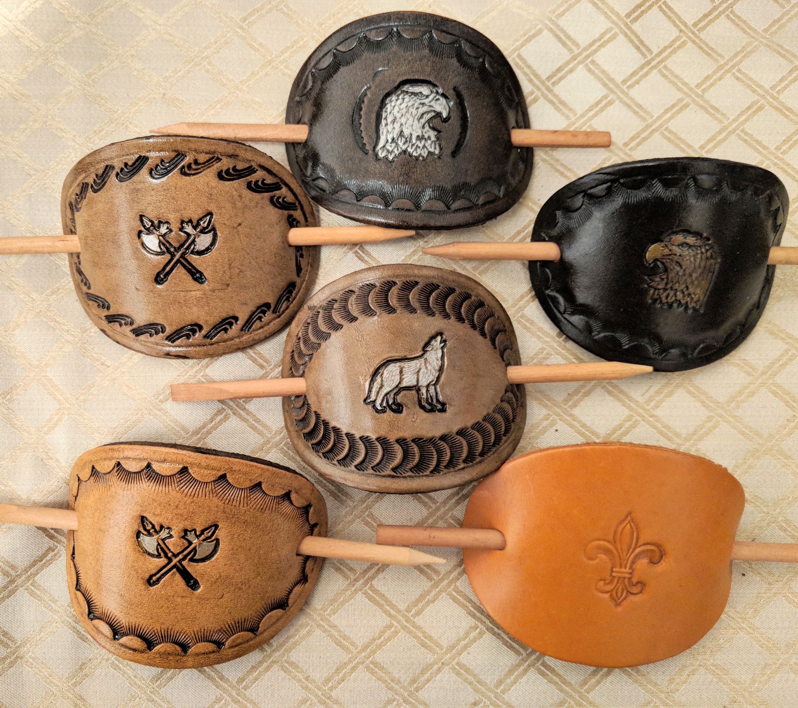 Leather hair slides