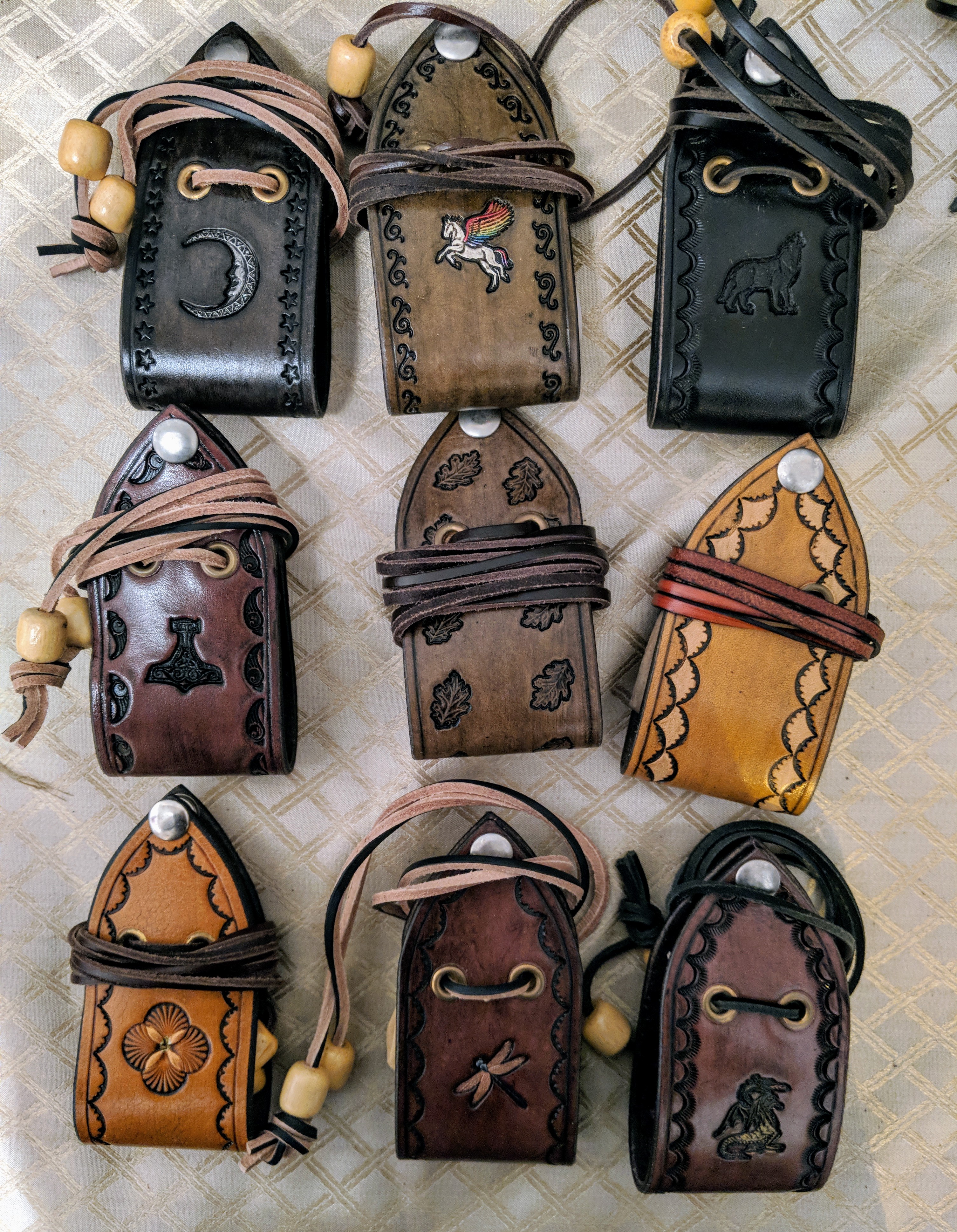 Hand stamped Leather purses