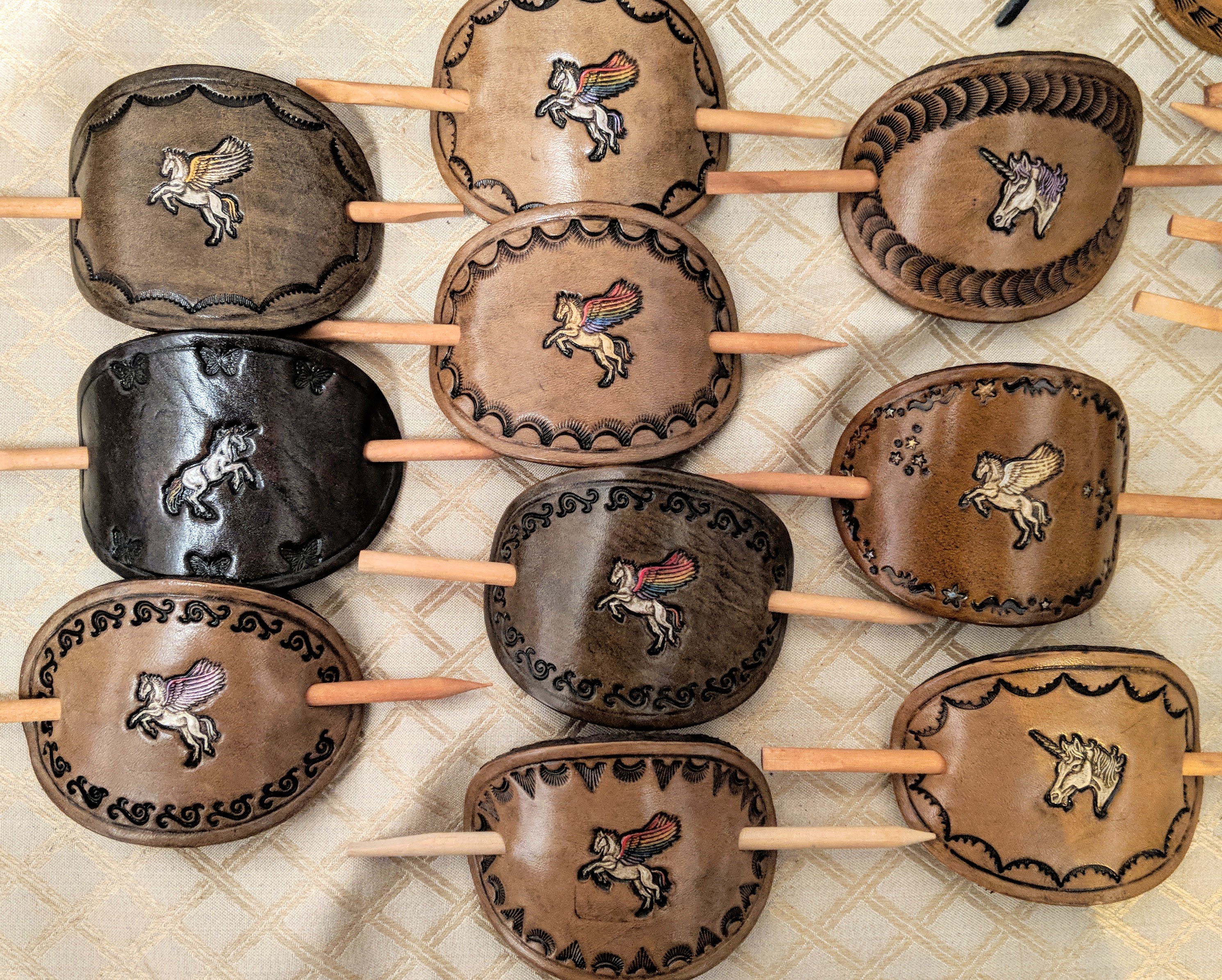 Leather Hair Barrettes
