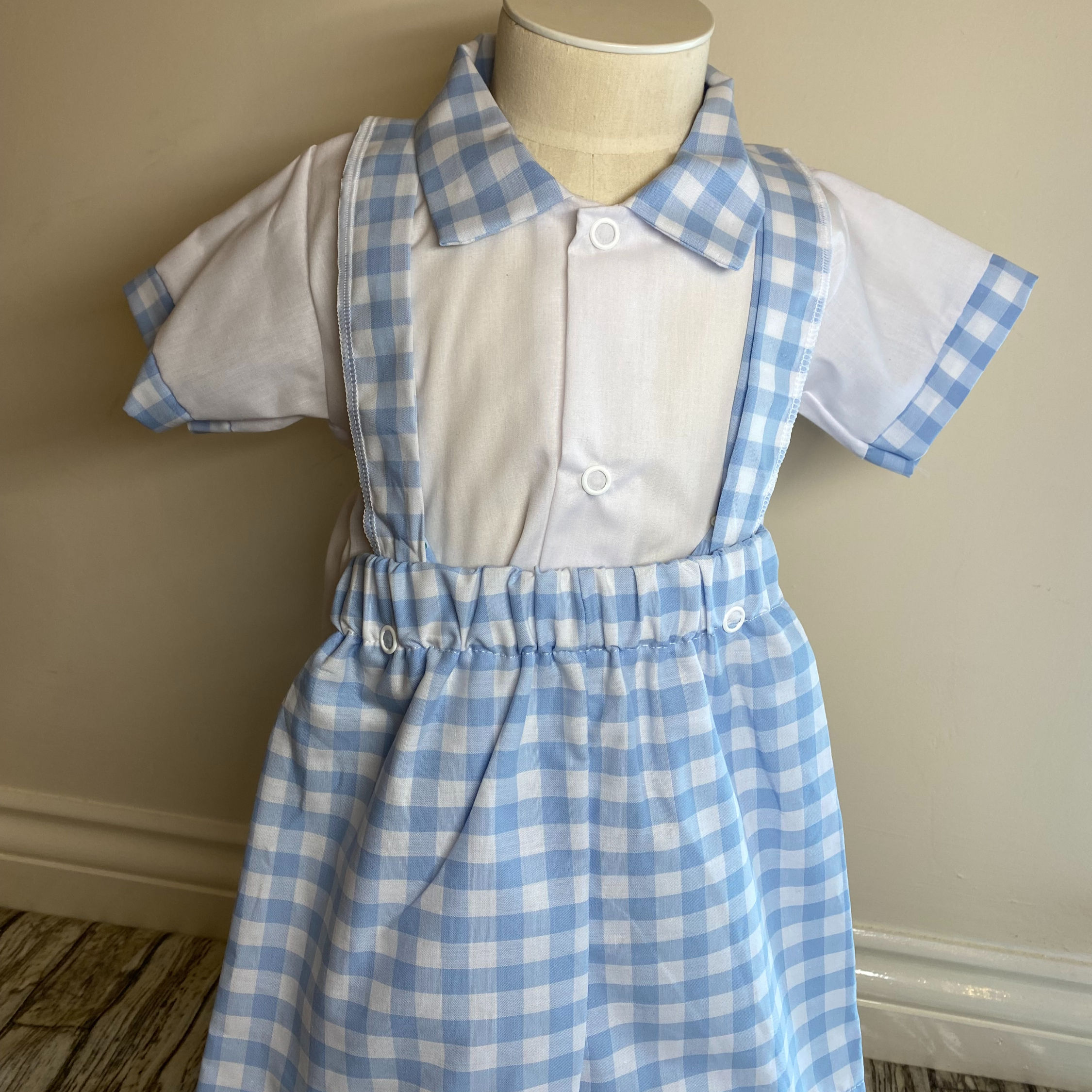 Blue Gingham Check Short Set