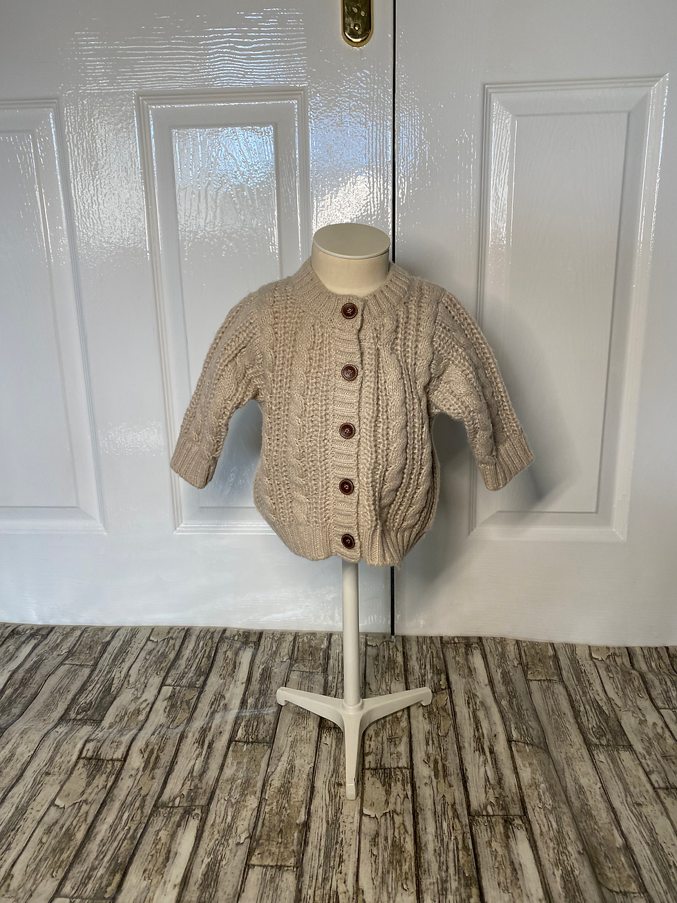 Thumbnail: Beige knitted cardigan 