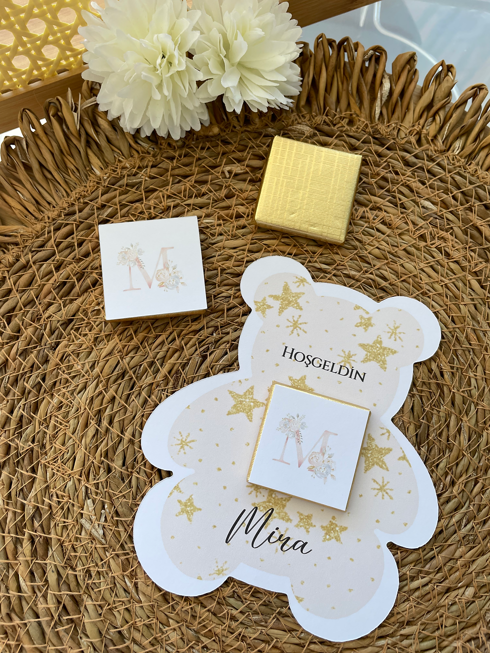 Küçük resim: Ayı Kesimli Maden Çikolata Kartı Doğum Hediyeliği