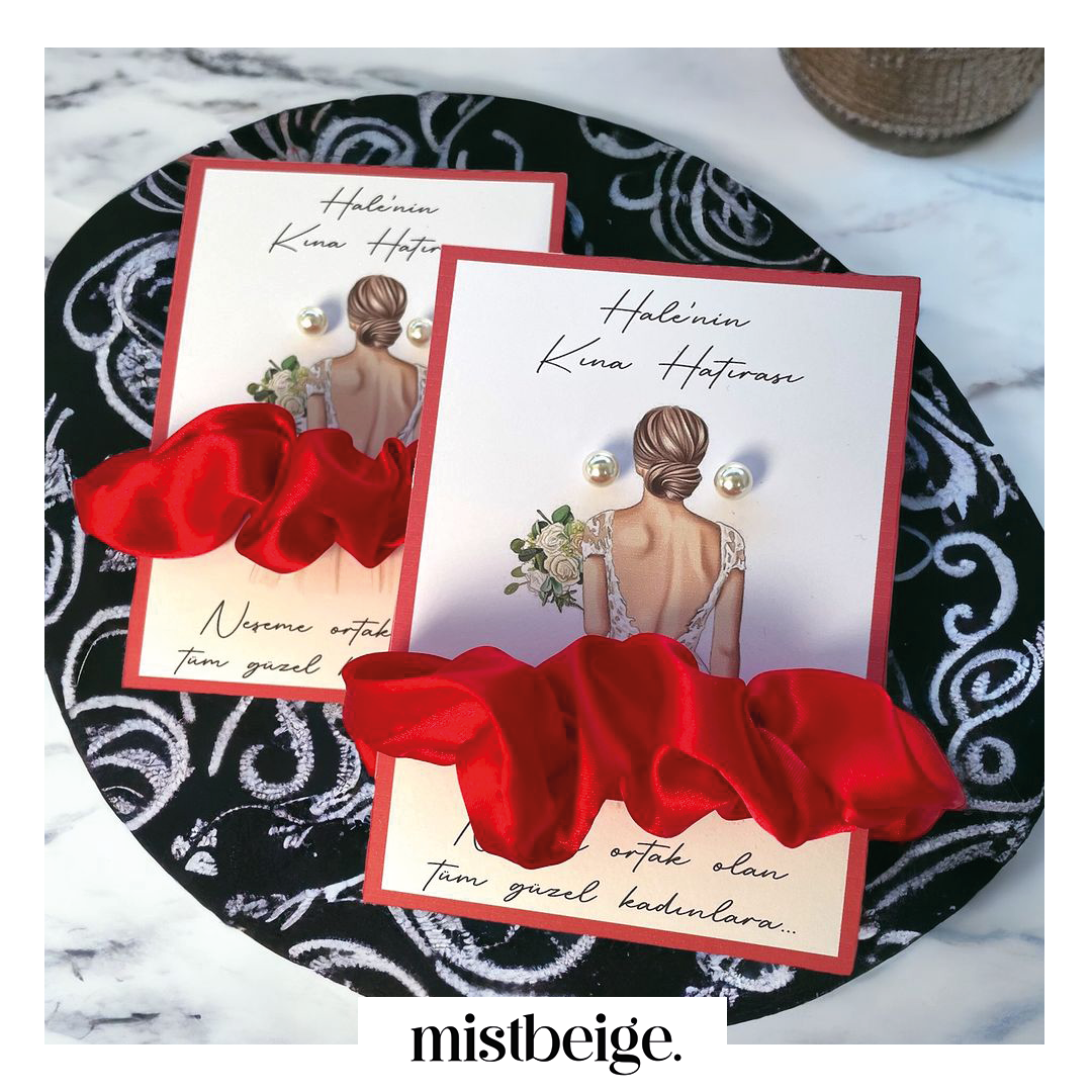 İnci Küpe ve Saten Toka Kına Hediyeliği Seti