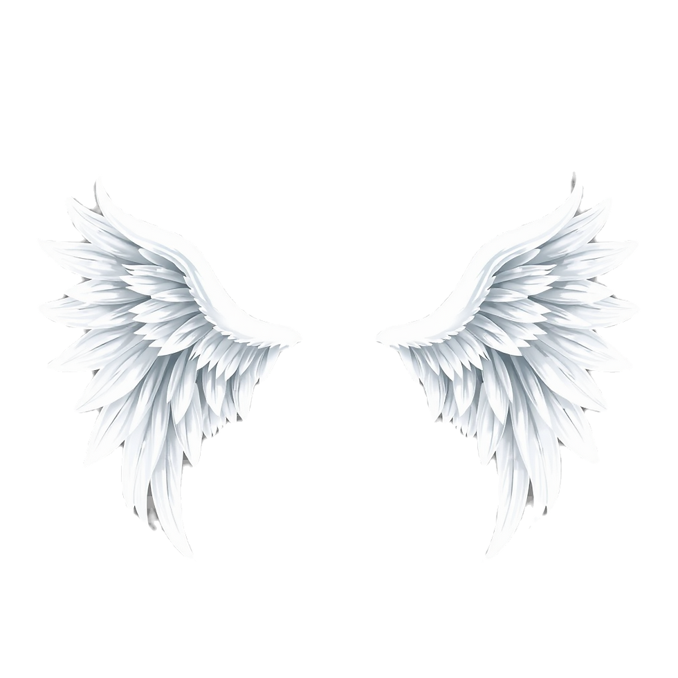 White animated angel wings on transparent background.