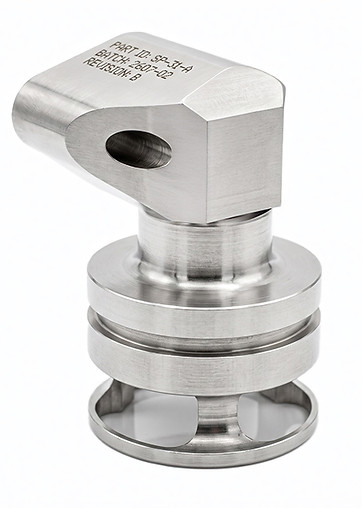 Ultra-precise CNC machined stainless steel component manufactured by Atomic Machine.