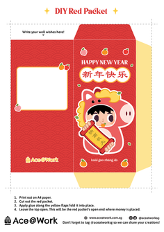 DIY Chinese New Year Red Packets Activity Sheet for Kids (Offline Activity) (快高长大 Ver)