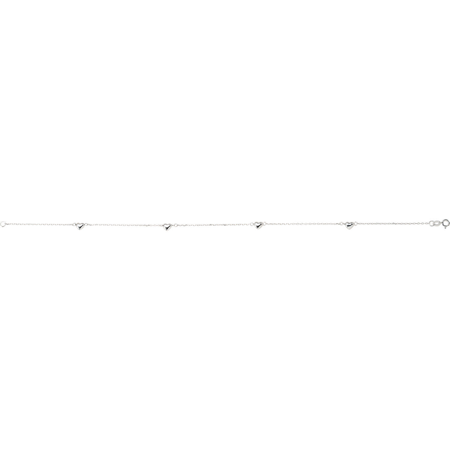 14K White .75MM Heart Anklet