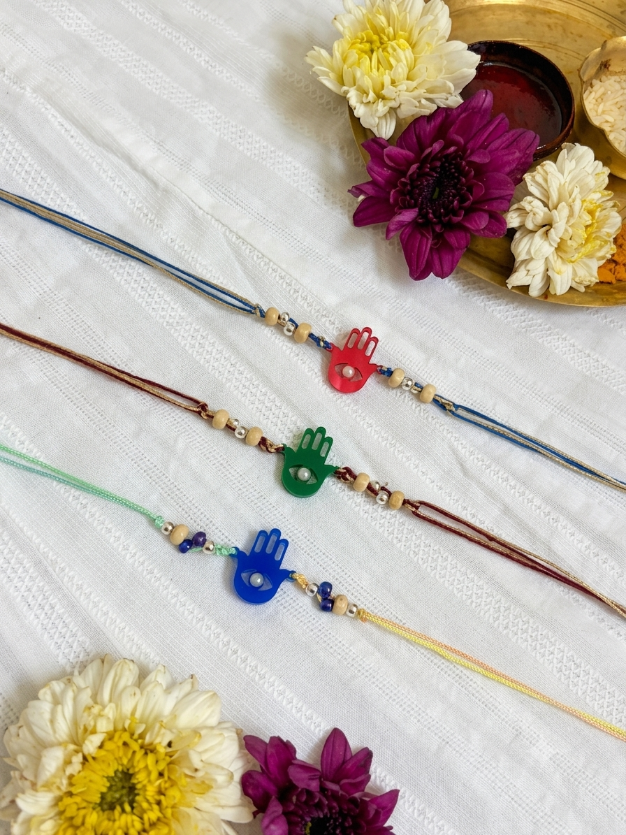Handmade Protective Hamsa Hand Charm Rakhi