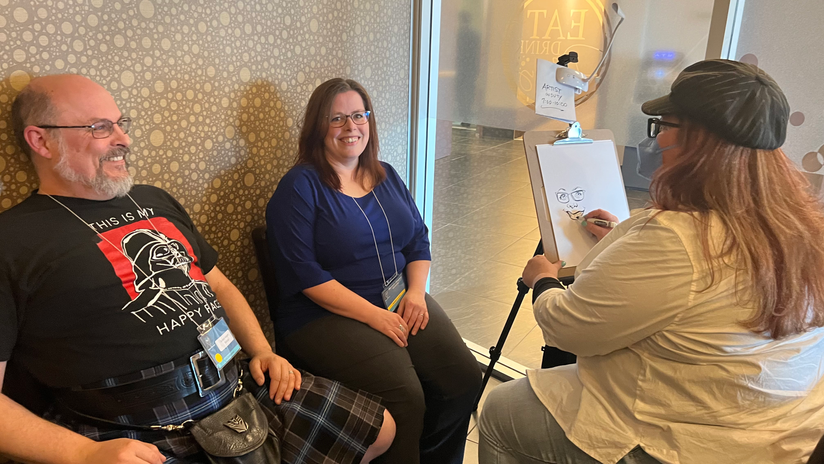 More creative caricatures at #wecanreason pub night.