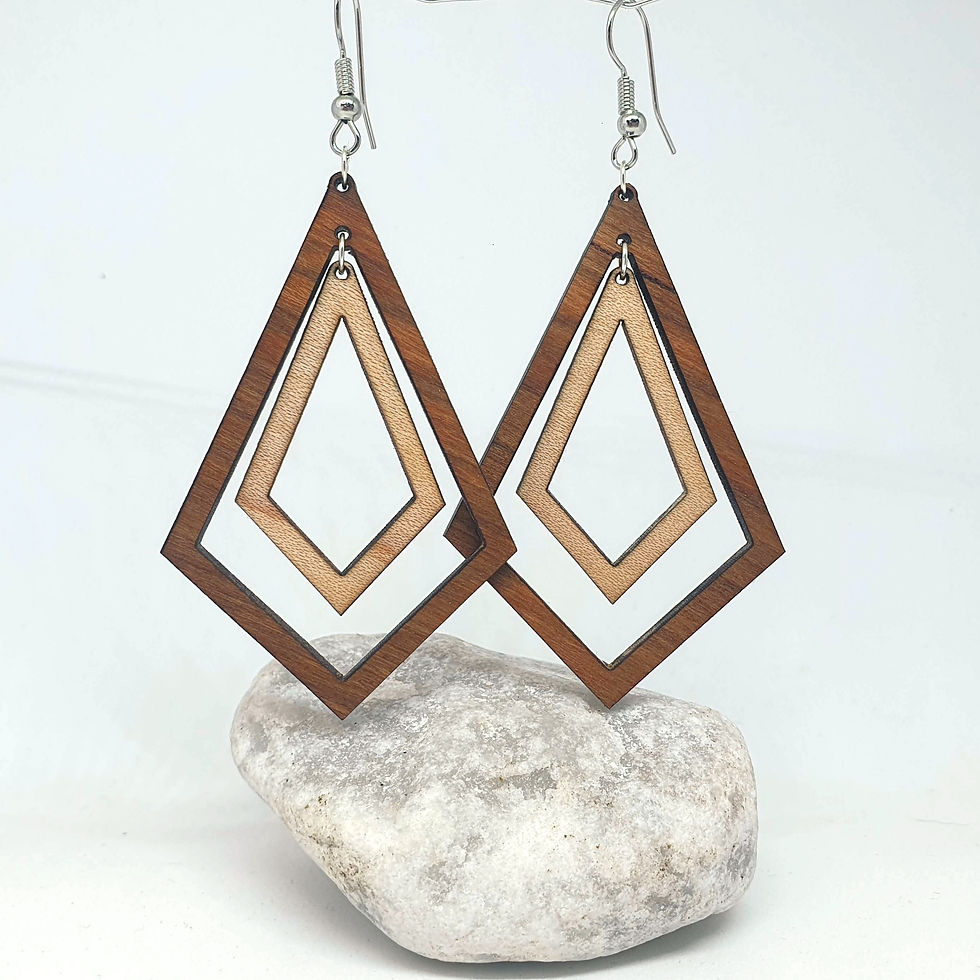 Miniature : Losange, boucles d'oreilles 2 essences