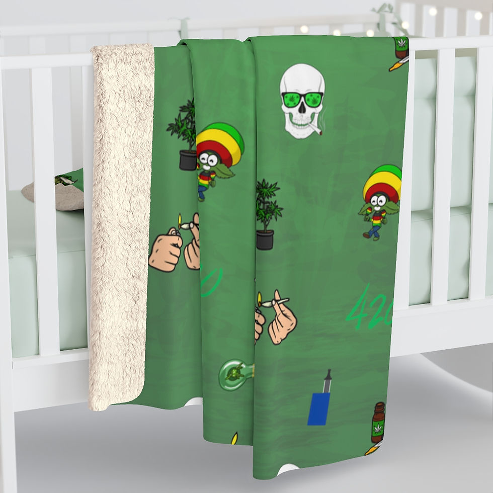 Thumbnail: 420 Marijuana Green Sherpa Fleece Blanket 2 sizes